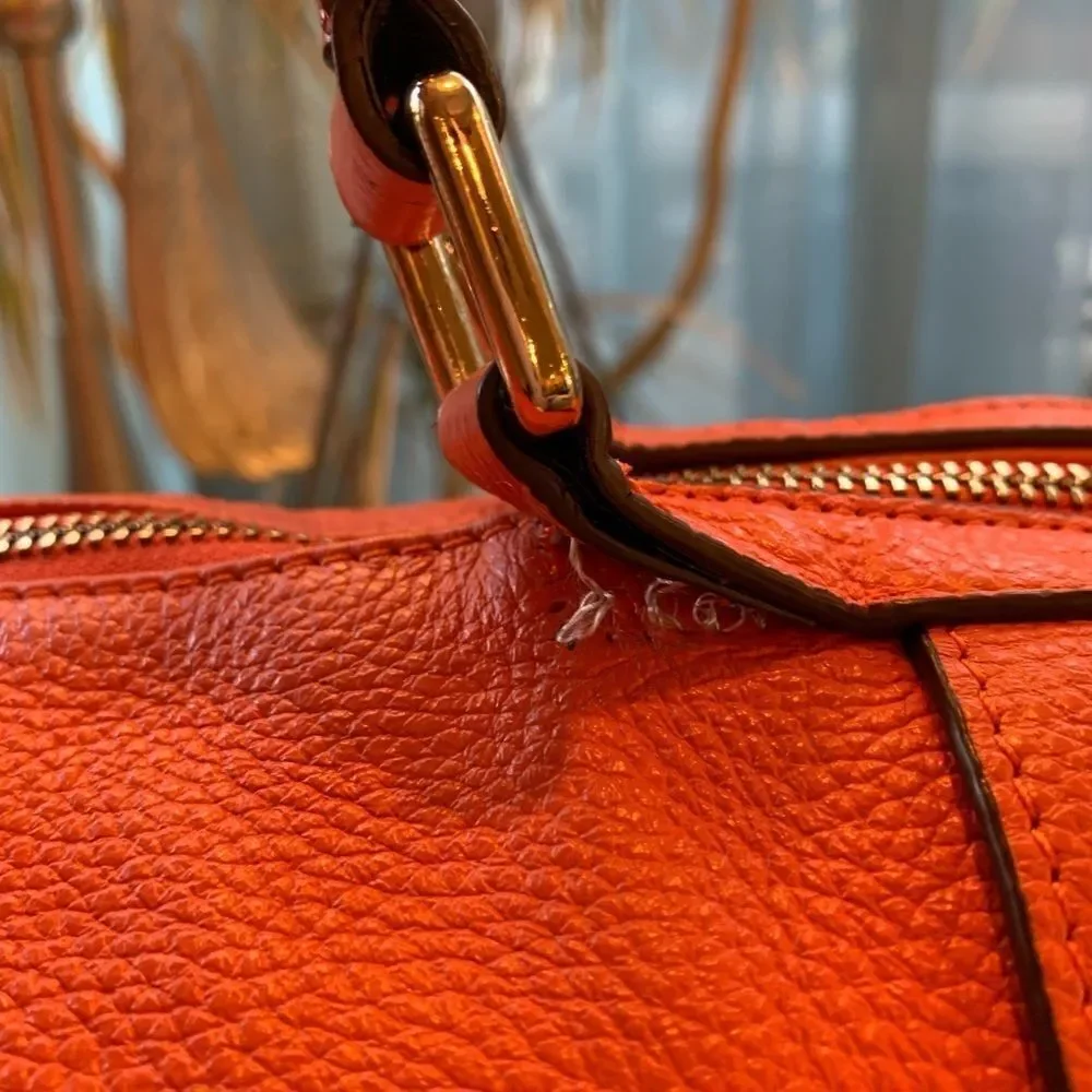 Ora Delphine Orange and Gold leather Purse